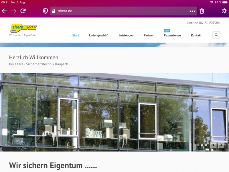 Relaunch Homepage sitera sicherheitstechnik raupach 64297 darmstadt-eberstadt